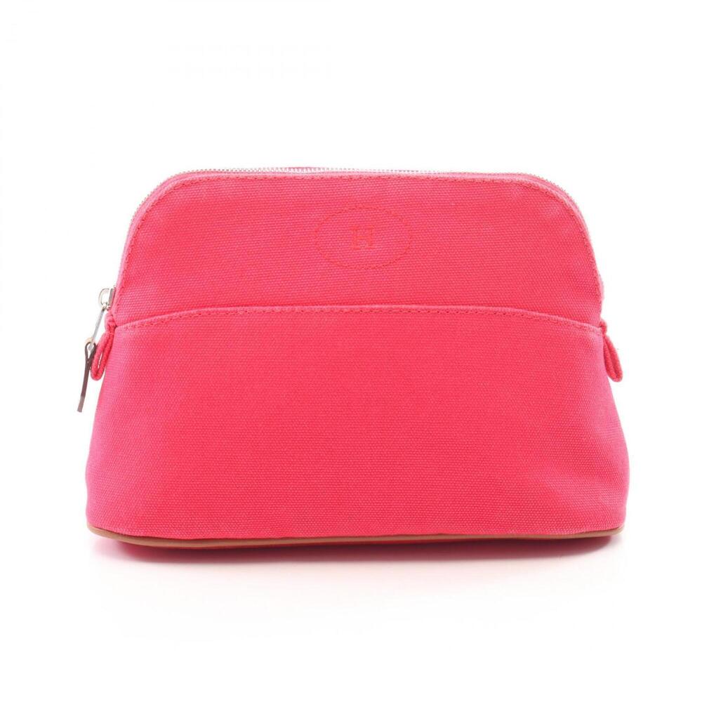 Hermes Bolide Pouch 20 Handbag, Canvas Leather, Women's, Pink/Brown, H104773M 06